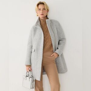 J.Crew Italian Stadium Cloth Cocoon Coat Nello Gori Wool Gray pea Coat size 12